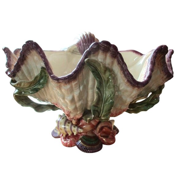Vintage Fitz & Floyd Oceana Shell  Centerpiece Bowl Y2K Retired GUC Small Chips - Picture 1 of 16